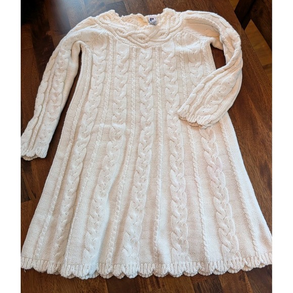 Baby Gap Toddler Size 4T LS Ivory Cable Knit Sweater Dress Girls Cotton Acrylic - Picture 1 of 6